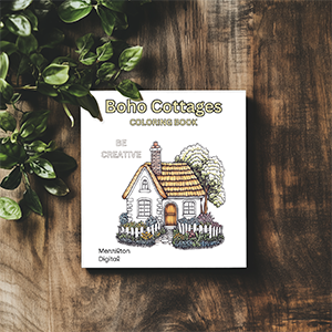 Boho Cottages Coloring Book